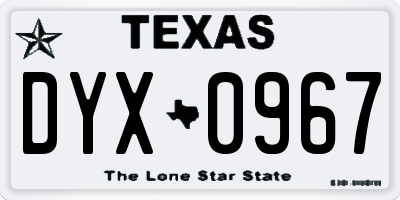 TX license plate DYX0967