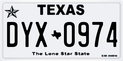 TX license plate DYX0974