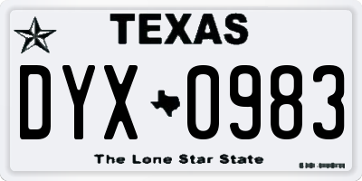 TX license plate DYX0983