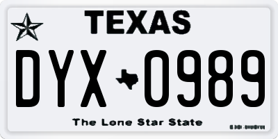 TX license plate DYX0989