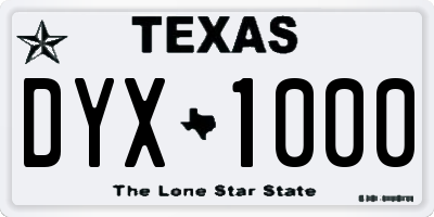 TX license plate DYX1000