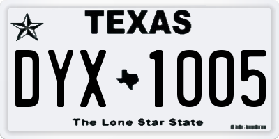 TX license plate DYX1005
