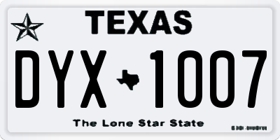 TX license plate DYX1007