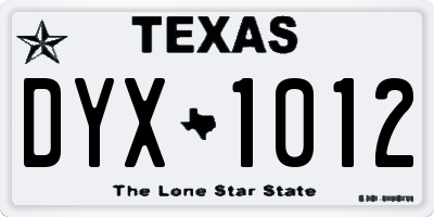 TX license plate DYX1012
