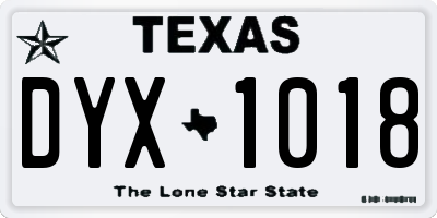 TX license plate DYX1018