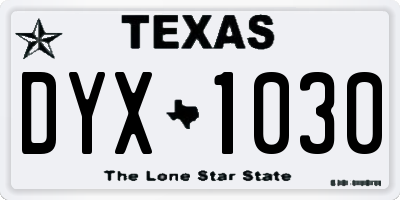 TX license plate DYX1030