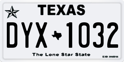 TX license plate DYX1032