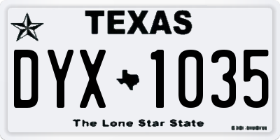 TX license plate DYX1035