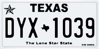 TX license plate DYX1039