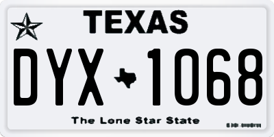TX license plate DYX1068