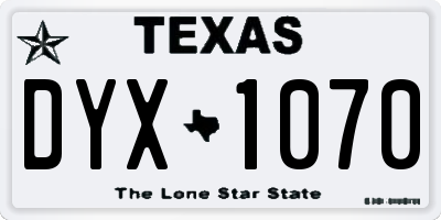 TX license plate DYX1070