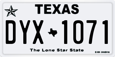 TX license plate DYX1071
