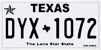 TX license plate DYX1072