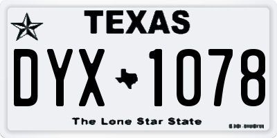 TX license plate DYX1078