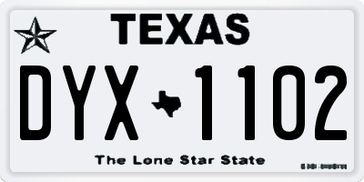 TX license plate DYX1102