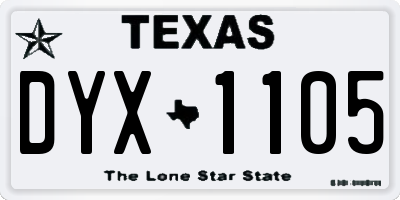 TX license plate DYX1105