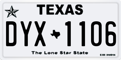 TX license plate DYX1106
