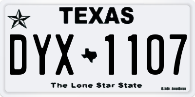 TX license plate DYX1107