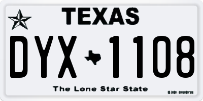 TX license plate DYX1108