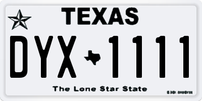 TX license plate DYX1111