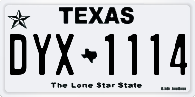 TX license plate DYX1114