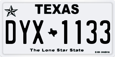 TX license plate DYX1133