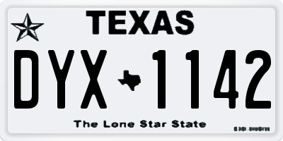 TX license plate DYX1142