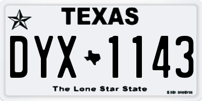 TX license plate DYX1143