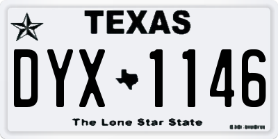 TX license plate DYX1146
