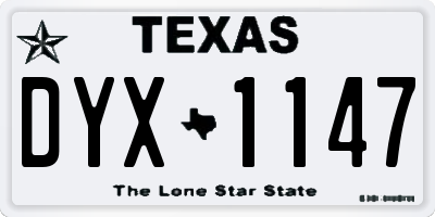 TX license plate DYX1147