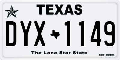 TX license plate DYX1149