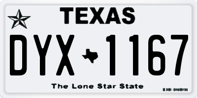 TX license plate DYX1167