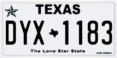 TX license plate DYX1183
