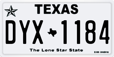 TX license plate DYX1184