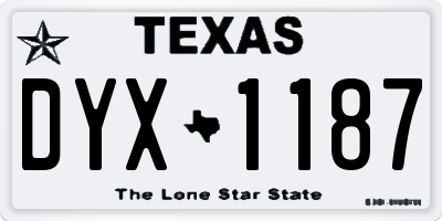 TX license plate DYX1187