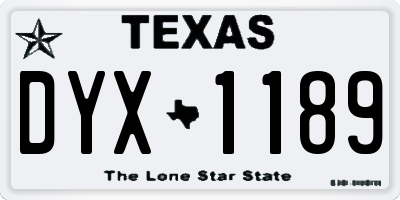TX license plate DYX1189