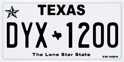 TX license plate DYX1200