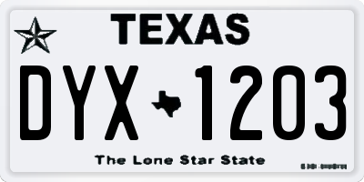 TX license plate DYX1203