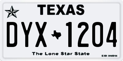 TX license plate DYX1204