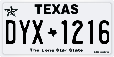TX license plate DYX1216