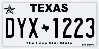 TX license plate DYX1223