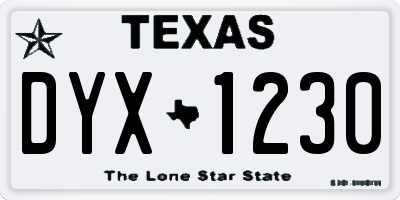 TX license plate DYX1230
