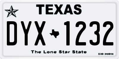 TX license plate DYX1232