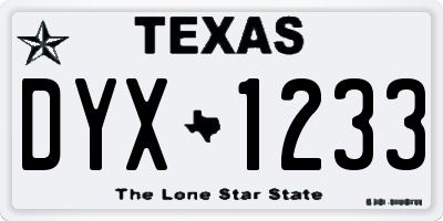 TX license plate DYX1233