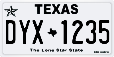 TX license plate DYX1235