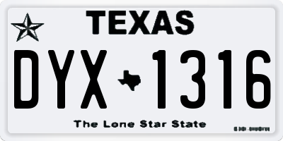 TX license plate DYX1316