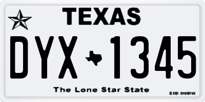 TX license plate DYX1345