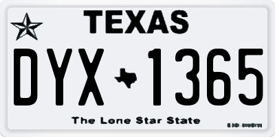 TX license plate DYX1365