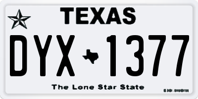 TX license plate DYX1377