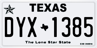 TX license plate DYX1385
